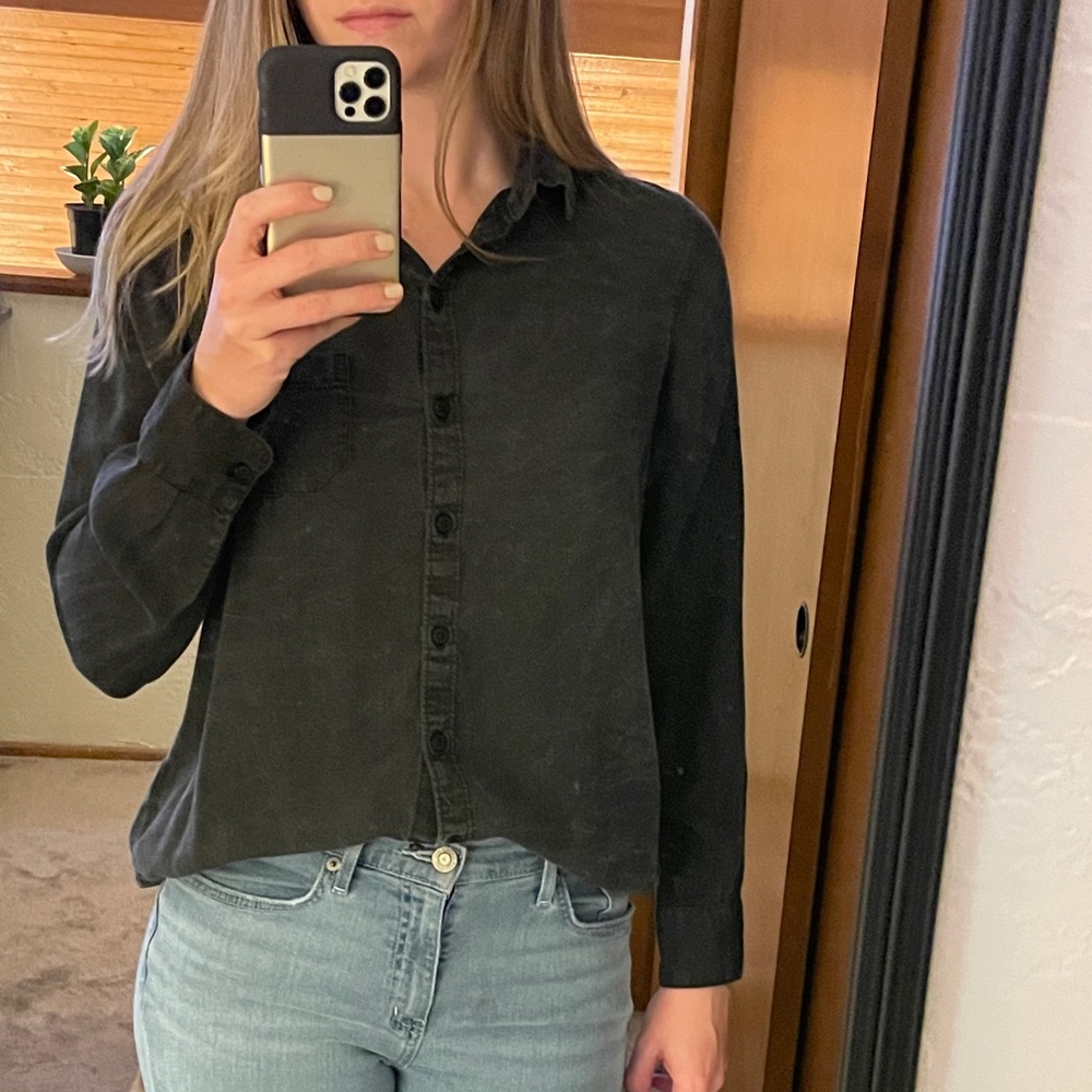 Old Navy Black Distressed Button-Down